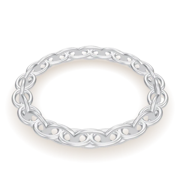 3D render of a polished silver chain bracelet with a clasp